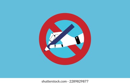 Image illustration of interactive AI (artificial intelligence) prohibition mark, vector