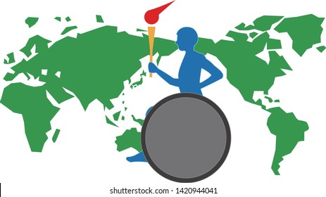 It is an image illustration of an international sporting event. Torch Runners are relaying the world.