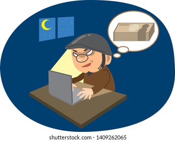 Image illustration of an internet crime (night)