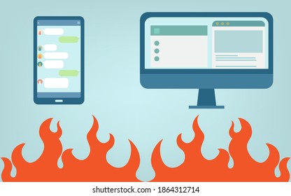 Image illustration of Internet troubles such as slander and burning