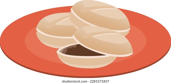 Image illustration of Japanese sweets (monaka) on a plate