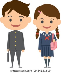 Image illustration of junior high school students wearing school uniforms