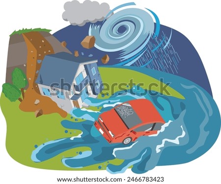 Image illustration of landslide and flood damage