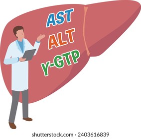 Image illustration of liver function test and medical personnel