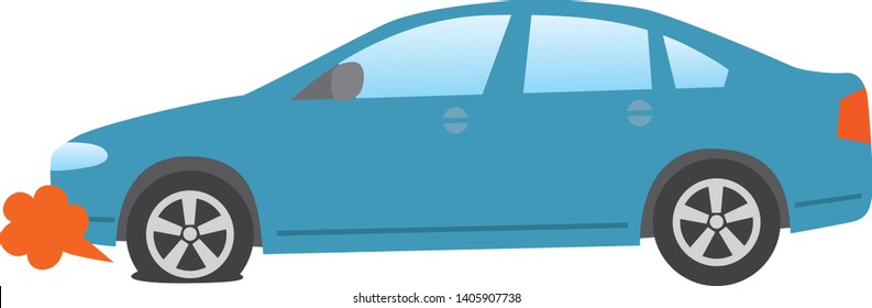 Image illustration looking from the side of a punk blue car