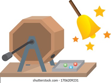 Image illustration of lottery (rattle) and bell