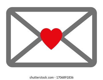 Image illustration of a love letter. A heart-shaped sticker on the envelope.