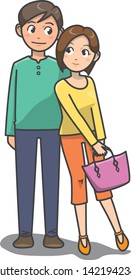 Image illustration of lovers looking at each other
