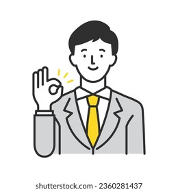 Image illustration of a male business person confirming with an OK pose