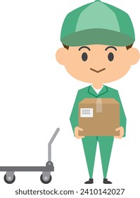 Image illustration of a male delivery man carrying luggage