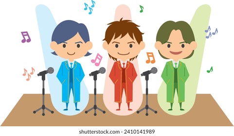 Image illustration of a male idol group in the spotlight