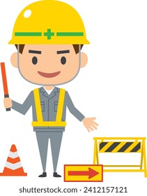 Image illustration of a male traffic director with a guide rod