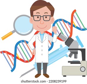 Image illustration of a man doing genetic research