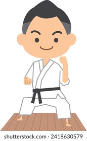 Image illustration of a man doing karate