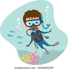 Image illustration of a man doing scuba diving