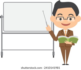 Image illustration of a man explaining on a whiteboard