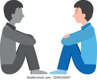 Image illustration of a man facing his dark heart