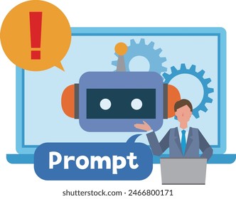 Image illustration of a man giving instructions to artificial intelligence