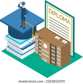 Image illustration of a man graduating from school