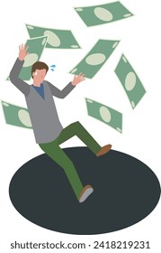 Image illustration of a man having trouble repaying his debts