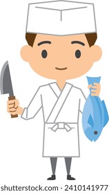 Image illustration of a man holding a fish