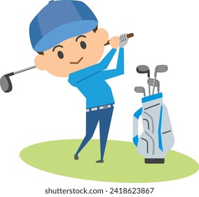 Image illustration of a man playing golf