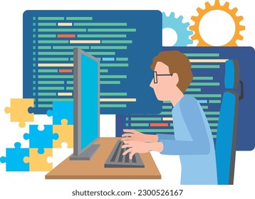 Image illustration of a man programming