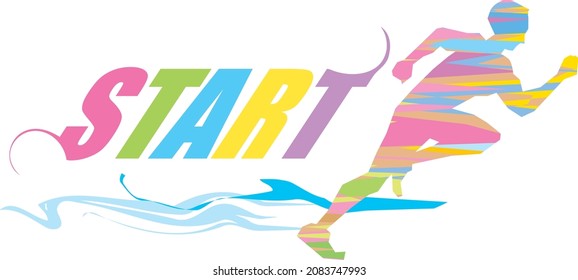 Image illustration of a man running vigorously (start)