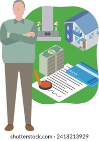 Image illustration of a man thinking about end of life
