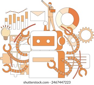 Image illustration of a man using artificial intelligence