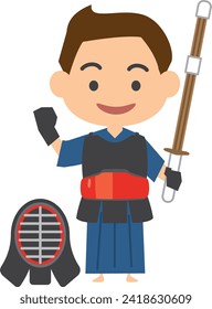 Image illustration of a man wearing Kendo armor