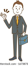 An image illustration of a man who is ok in a suit. Whole body