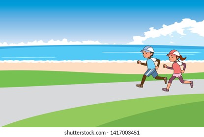Image illustration of a man and woman doing jogging