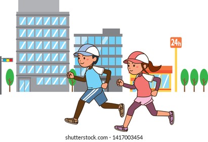 Image illustration of a man and woman doing jogging