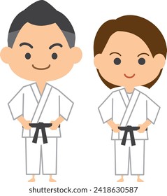 Image illustration of a man and a woman doing judo