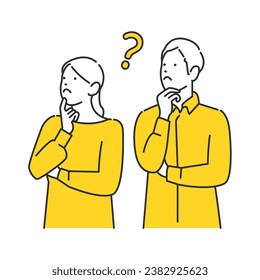 Image illustration of a man and a woman thinking