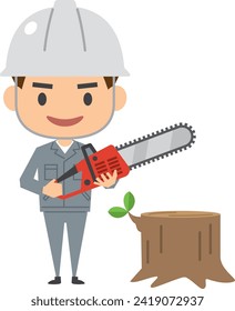 Image illustration of a man working in forestry