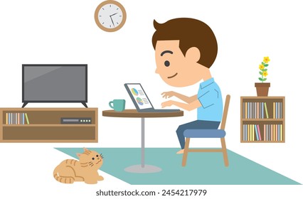 Image illustration of a man working from home