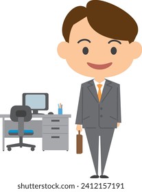 Bild-Illustration eines in einem Büro tätigen Mannes
