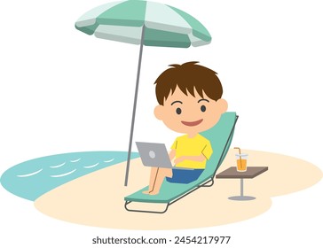 Image illustration of a man working out on the beach