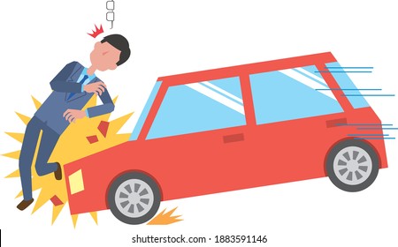 Image illustration of a man's traffic accident colliding with a car