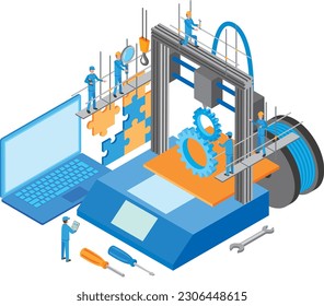 Ilustración de imágenes de fabricación con impresora 3D