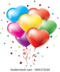 Image illustration of many heart-shaped balloons
