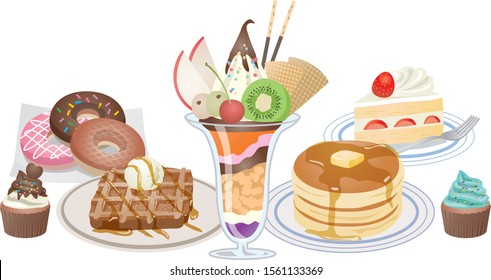 Image illustration of many sweets assortment sets