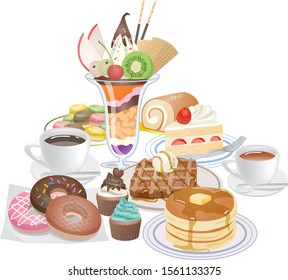 Image illustration of many sweets assortment sets