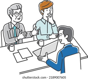 Image illustration material of a business person working in a team