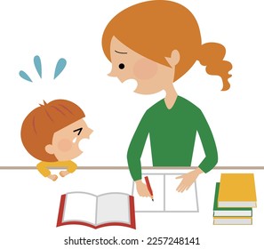 Image illustration material of mother studying qualifications etc.