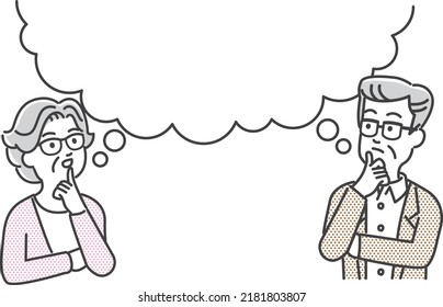 Image illustration material of senior men and women to think