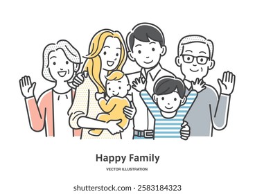 Image illustration material of two smiling families