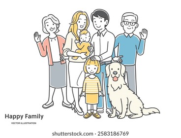 Image illustration material of two smiling families